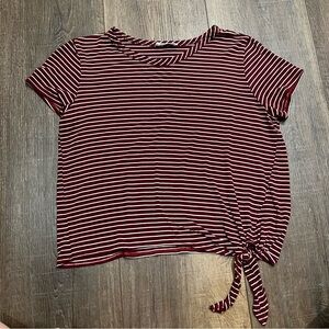 Mady & Nell Striped Top with tie at bottom size large